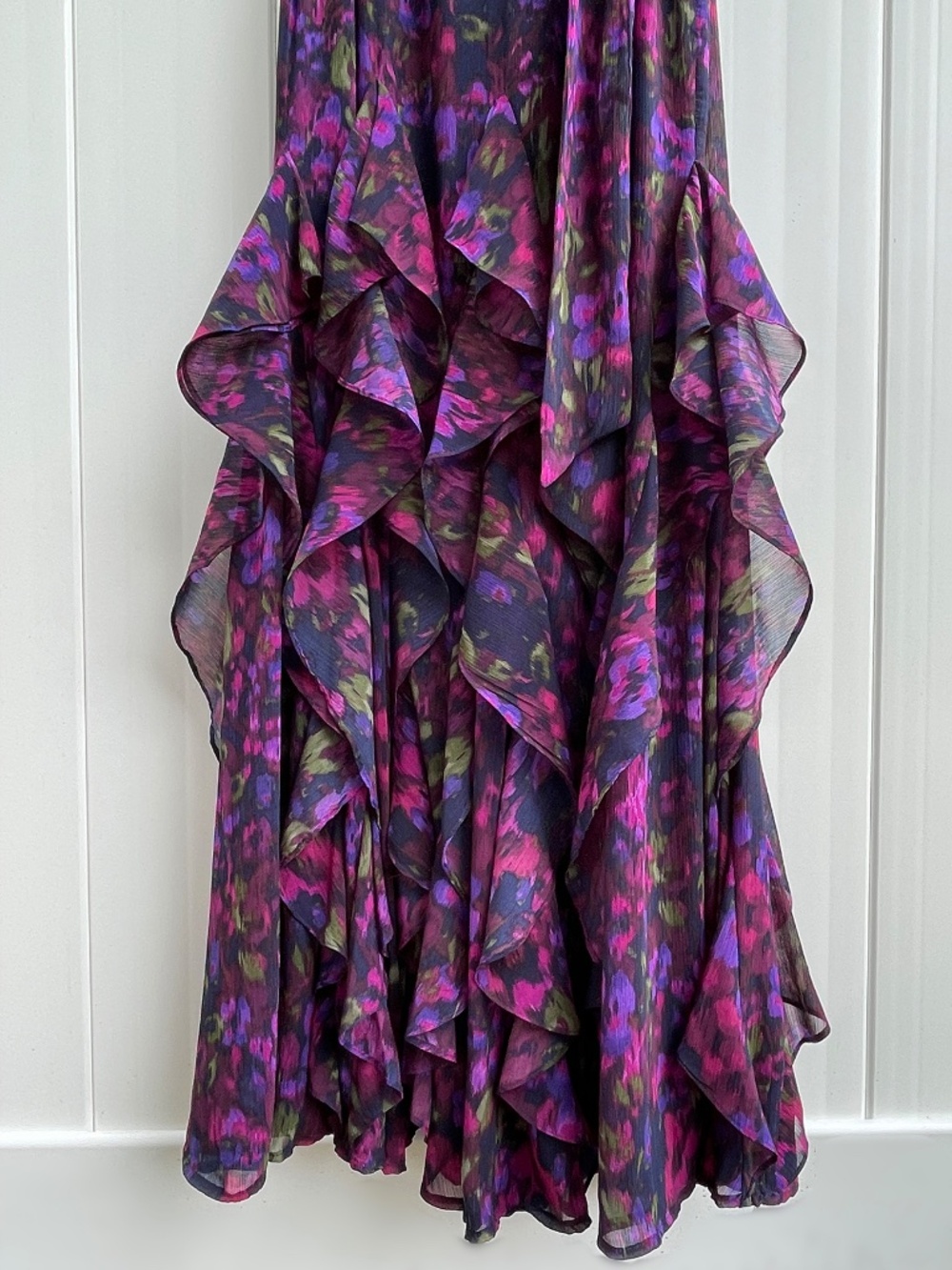 Ralph Lauren Georgette Dress Long Formal Ruffle Flutter Floral 6 - Picture 10 of 14